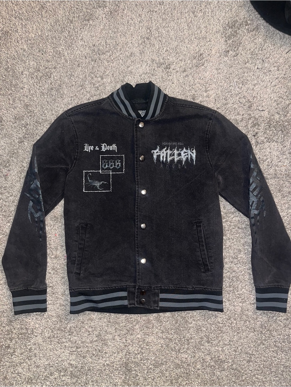 Punk Brooklyn Cloth Black Graphic Bomber Jacket